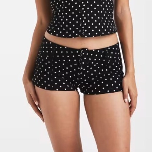 Edikted Shorts Large Black Polka Dot Short Shorts Stretch Low Rise Y2k 2000s